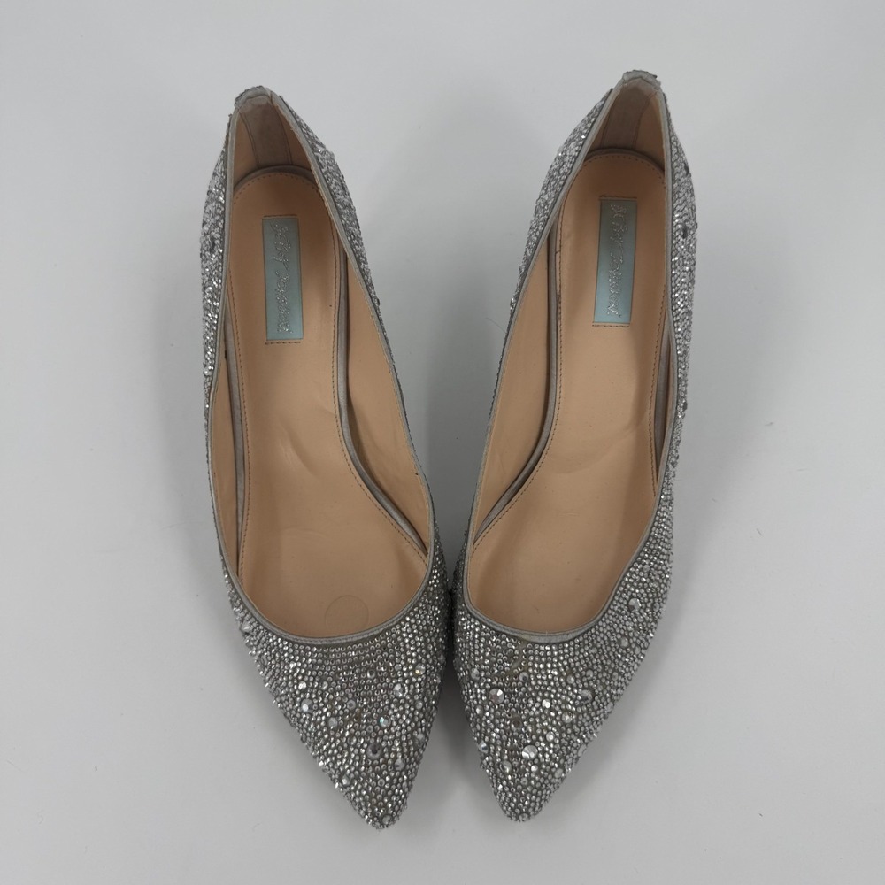 Betsey Johnson Jora Pump Heels Womens Size 11M Silver Rhinestone Pointed Toe - Picture 3 of 8